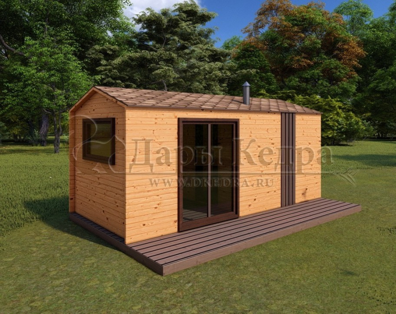 Каркасная баня Барн из кедра 5х2,2 м